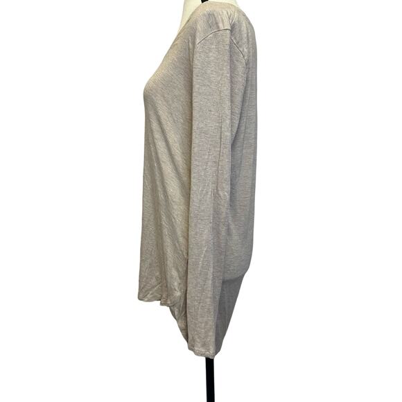 White House Black Market Beige Long Sleeve Ribbed Tee - Size Large - Picture 2 of 9